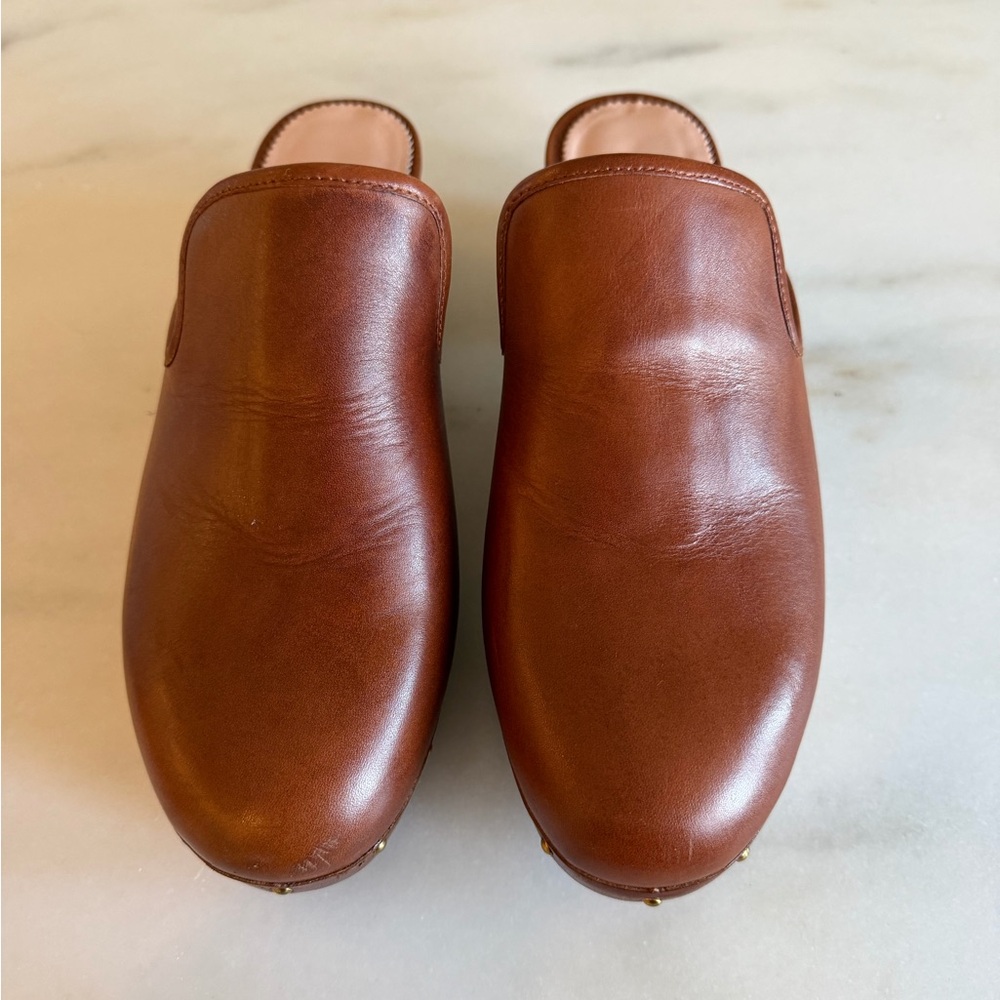 J. Crew Brown Leather Slide Clogs